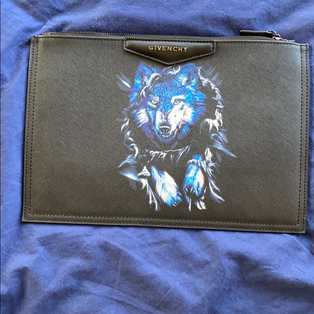 Givenchy letter pouch/ clutch w/ wolf design